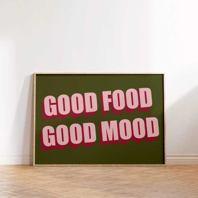 Good Food Mood Print Poster, Living Room Wall Print, Bedroom Decor, Typography Art Dopamine Landscape, Kitchen - image 1