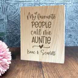 My Favourite People Call Me Auntie Personalised Photo Frame Gift, Baby Announcement - Birthday Christmas Sister Solid Oak Book Style - thumbnail 3