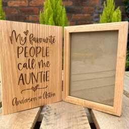 My Favourite People Call Me Auntie Personalised Photo Frame Gift, Baby Announcement - Birthday Christmas Sister Solid Oak Book Style - thumbnail 2