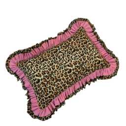 Frilled Pillow Leopard & Pink Cushions Print + Ruffles Scatter Cushion Large Decorative Plush Throw Reversible Animal - thumbnail 3