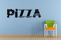 Pizza Food Word Logo Sign Emblem Shop Window Wall Or Car Vinyl Peal & Stick Removable Sticker Decal L1413 - thumbnail 1