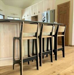 Handmade Black Plywood Bar Stool Set Modern Kitchen Island Seating - thumbnail 1