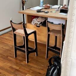 Handmade Black Plywood Bar Stool Set Modern Kitchen Island Seating - thumbnail 2