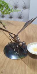 Handcrafted Metal Dragonfly T-Light Holder in Art Deco Style - thumbnail 3