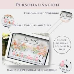 Personalized Family Pebble Art Picture Frame, Mothers Day Gift - thumbnail 2