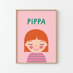 Personalized Girl Portrait Red Hair - Custom Nursery Wall Art With Name - thumbnail 2