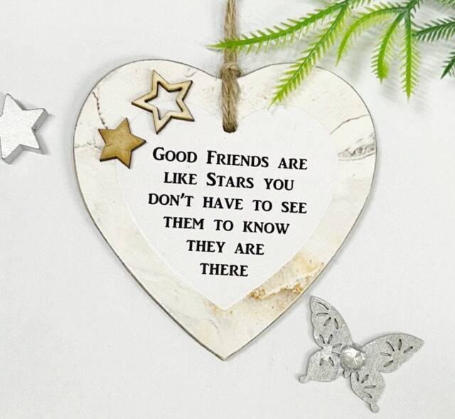 Good Friends Are Like Stars Friendship Wooden Gift Heart Plaque/Sign - image 1