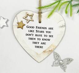 Good Friends Are Like Stars Friendship Wooden Gift Heart Plaque/Sign - thumbnail 1