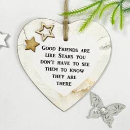 Good Friends Are Like Stars Friendship Wooden Gift Heart Plaque/Sign - thumbnail 3