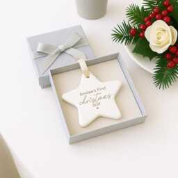 Baby's First Christmas Bauble - Personalised Ceramic Star Ornament Custom Name Tree Decoration Family Keepsake Gift 2025 Girl Boy - thumbnail 2