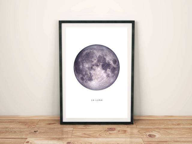 La Luna Print, Full Moon Poster, Wall Art, Luna, Ultra Violet Decor, Printable, Instant Download Art Dorm Poster - image 1