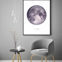 La Luna Print, Full Moon Poster, Wall Art, Luna, Ultra Violet Decor, Printable, Instant Download Art Dorm Poster - thumbnail 4