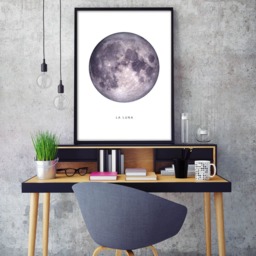 La Luna Print, Full Moon Poster, Wall Art, Luna, Ultra Violet Decor, Printable, Instant Download Art Dorm Poster - thumbnail 3