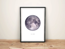 La Luna Print, Full Moon Poster, Wall Art, Luna, Ultra Violet Decor, Printable, Instant Download Art Dorm Poster