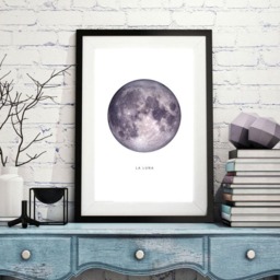 La Luna Print, Full Moon Poster, Wall Art, Luna, Ultra Violet Decor, Printable, Instant Download Art Dorm Poster - thumbnail 2