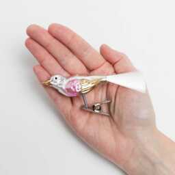 Rose Gold Bird German Glass Clip-On Ornament, Songbird Charm, Handmade Christmas Decor - thumbnail 4
