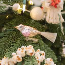 Rose Gold Bird German Glass Clip-On Ornament, Songbird Charm, Handmade Christmas Decor