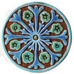 3 Ceramic Entrance Wall Tiles, Turquoise Garden Decor - Set Of 3 - thumbnail 3
