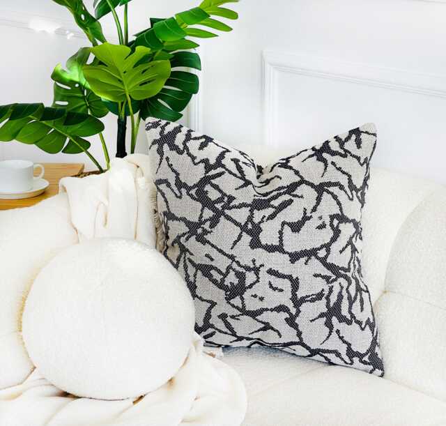 Minimalist Luxury Beige Black Cushion Cover, Abstract Pattern High Quality Modern Handmade Soft Throw Pillow Cover For Indoor, Sofa, Bedroom - image 1