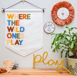 Where The Wild Ones Play Wall Banner Flag. Felt Nursery Decor - thumbnail 2
