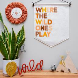 Where The Wild Ones Play Wall Banner Flag. Felt Nursery Decor - thumbnail 3