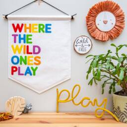 Where The Wild Ones Play Wall Banner Flag. Felt Nursery Decor - thumbnail 1