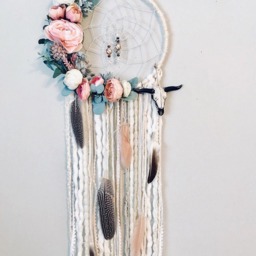 Floral Boho Dreamcatcher, Steer Head, Nursery Wall Hanging - thumbnail 2