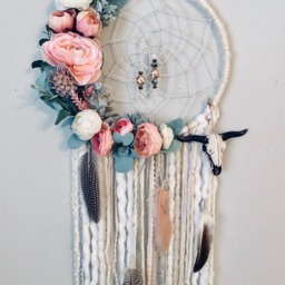 Floral Boho Dreamcatcher, Steer Head, Nursery Wall Hanging - thumbnail 4