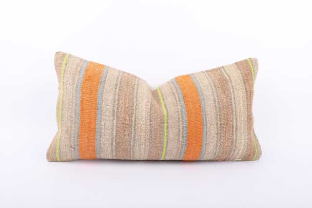 Embroidered Kilim Pillow Cover 12x24 Turkish Wool Throw - image 1