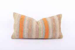 Embroidered Kilim Pillow Cover 12x24 Turkish Wool Throw - thumbnail 1