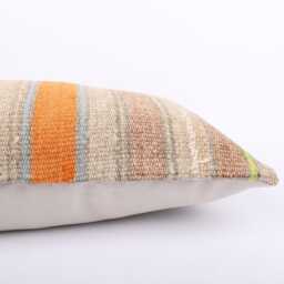 Embroidered Kilim Pillow Cover 12x24 Turkish Wool Throw - thumbnail 4
