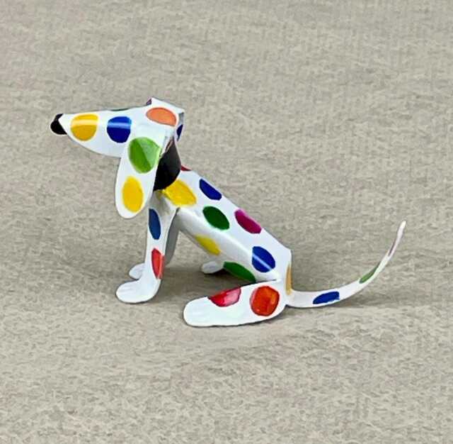 Dachshund Tween Puppy Handmade Copper Sculpture, Polka Dot Miniature Art Figurine - image 1