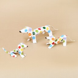 Dachshund Tween Puppy Handmade Copper Sculpture, Polka Dot Miniature Art Figurine - thumbnail 4