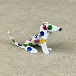 Dachshund Tween Puppy Handmade Copper Sculpture, Polka Dot Miniature Art Figurine - thumbnail 2