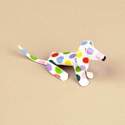 Dachshund Tween Puppy Handmade Copper Sculpture, Polka Dot Miniature Art Figurine - thumbnail 3