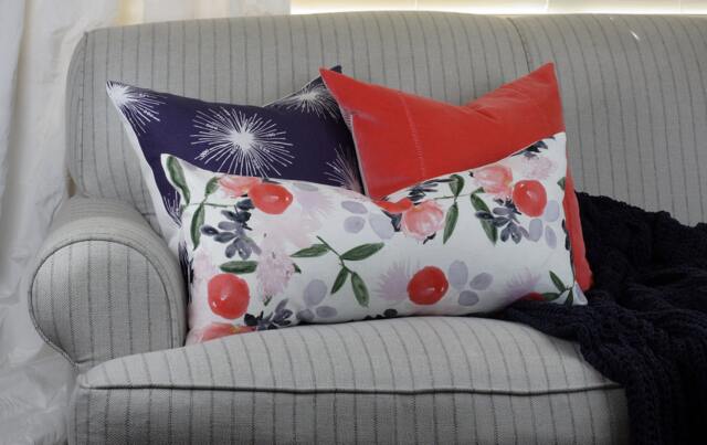 Pillow Combination, Throw Set, Floral Cover, Blue Pillow, Covers 18 X 18, Lumbar Pillows, Colorful Pink - image 1