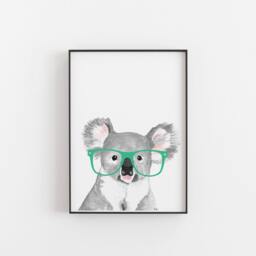 Watercolor Koala Print With Glasses, Nursery Wall Art - thumbnail 2