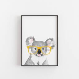 Watercolor Koala Print With Glasses, Nursery Wall Art - thumbnail 3