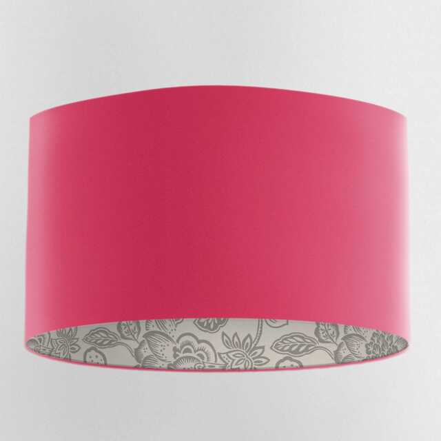 Hot Pink Velvet Handmade Lampshade With Grey Floral Lining - image 1