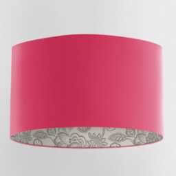 Hot Pink Velvet Handmade Lampshade With Grey Floral Lining - thumbnail 1