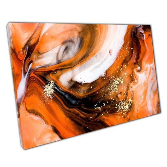 Vibrant Orange Abstract Marbling Canvas Print Contemporary Wall Art For Home Office D??cor - image 1