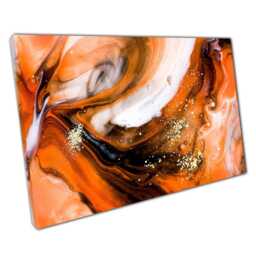 Vibrant Orange Abstract Marbling Canvas Print Contemporary Wall Art For Home Office D??cor - thumbnail 1