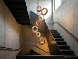 Ceramic Ring Pendant Light, Sculptural Modern Ambient Interior Design, Hardwired/Plug-In - Naaya Sunrise Rings - thumbnail 1