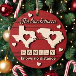 Custom The Love Between Family Knows No Distance Ornament Wooden Christmas , Personalized For Distant - thumbnail 1