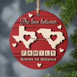 Custom The Love Between Family Knows No Distance Ornament Wooden Christmas , Personalized For Distant - thumbnail 2