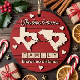 Custom The Love Between Family Knows No Distance Ornament Wooden Christmas , Personalized For Distant - thumbnail 4