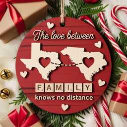 Custom The Love Between Family Knows No Distance Ornament Wooden Christmas , Personalized For Distant - thumbnail 3