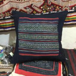 Vintage Handmade Hmong Embroidered Cotton Pillow in The North Of Vietnam - thumbnail 1