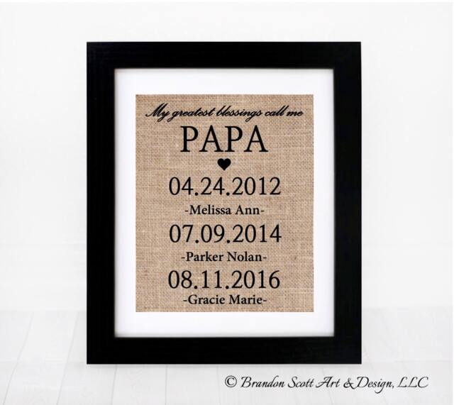 Personalized Papa Gift, Christmas Gift For Grandfather, My Greatest Blessings Call Me Papa, Burlap Print, Grandchildren Name Wall Art - image 1