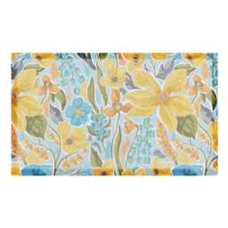 Yellow Flowers Doormat Recycled PVC, Anti-Slip Indoor Outdoor Mat - 70x40cm - thumbnail 2